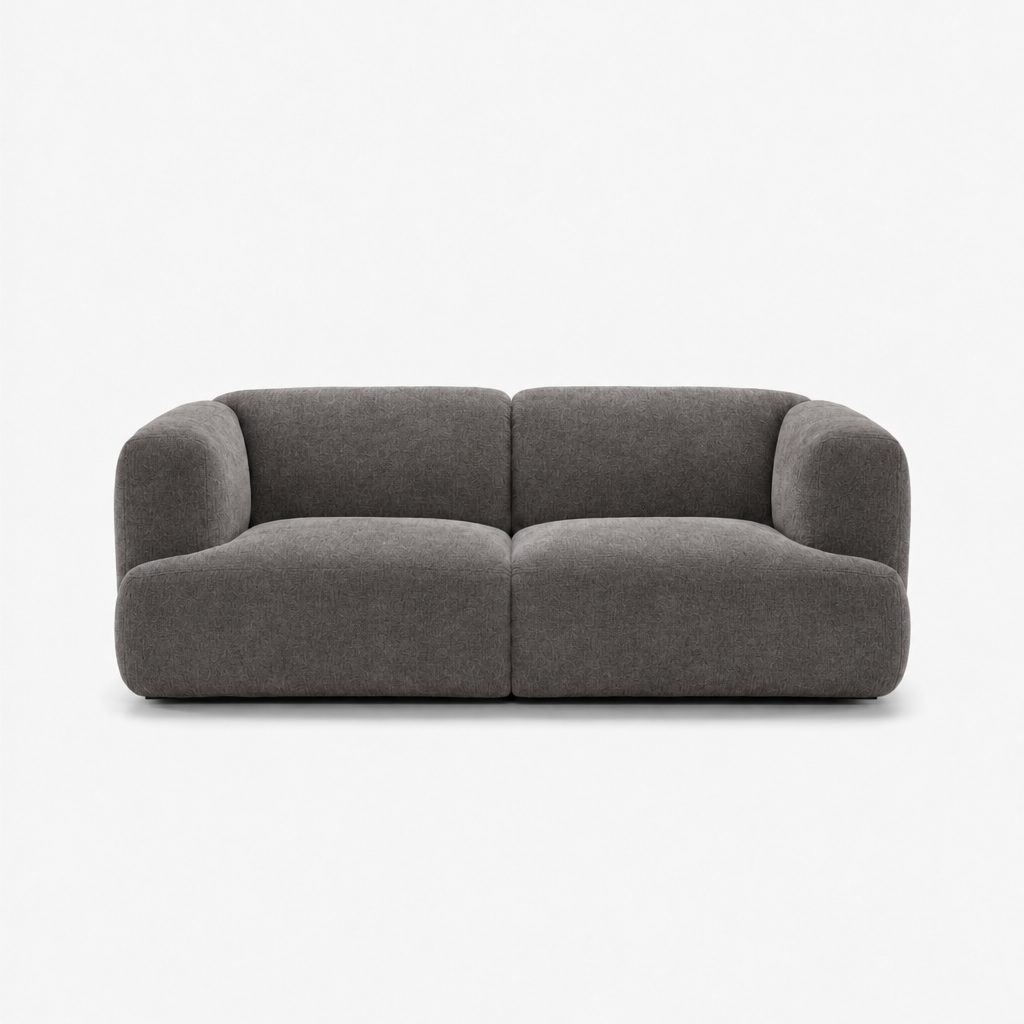 Petra 2-seater fabric sofa in Danny A Graphite 6EQL, graphite grey chenille