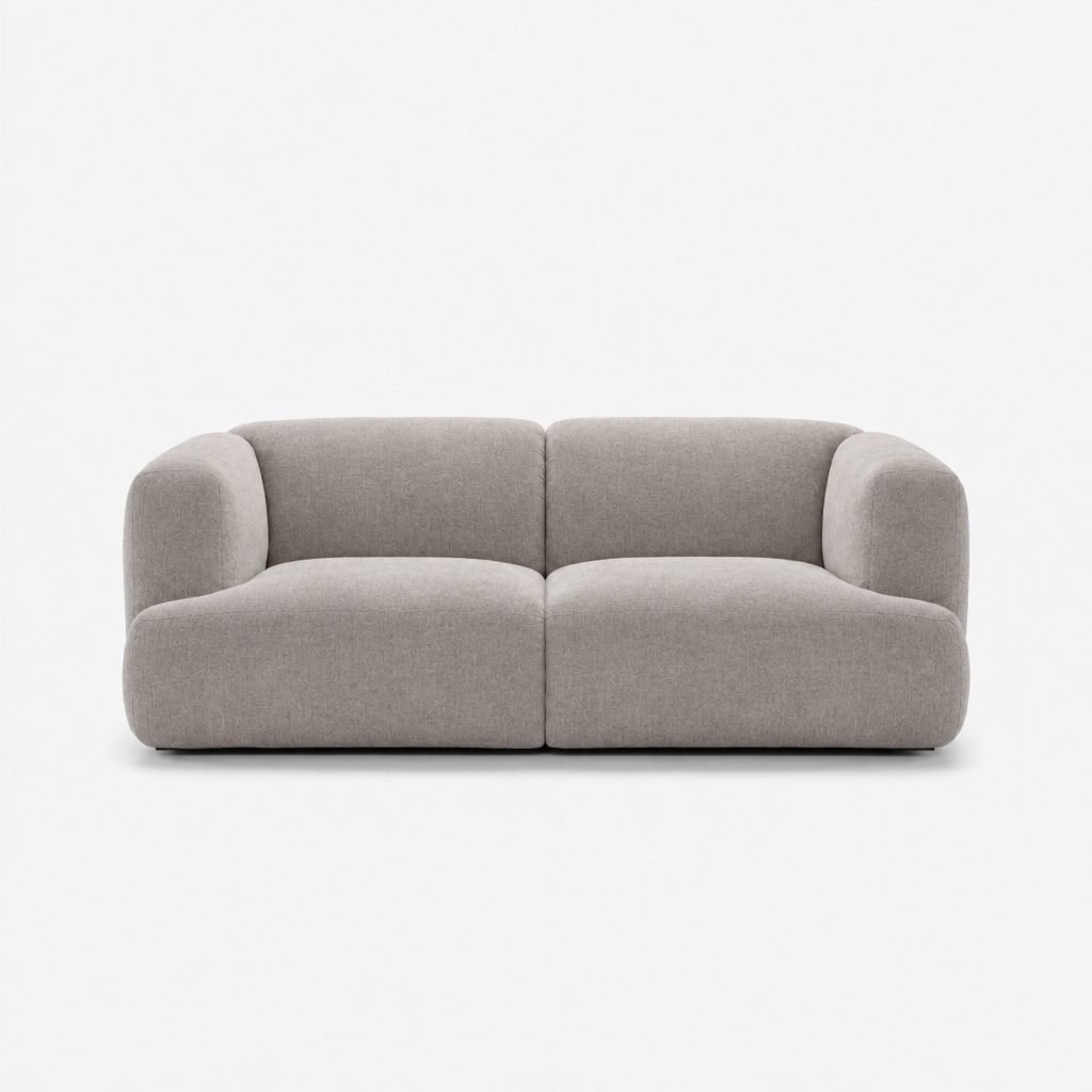 Petra 2-seater fabric sofa in Danny A Mist 6EQB, light grey chenille