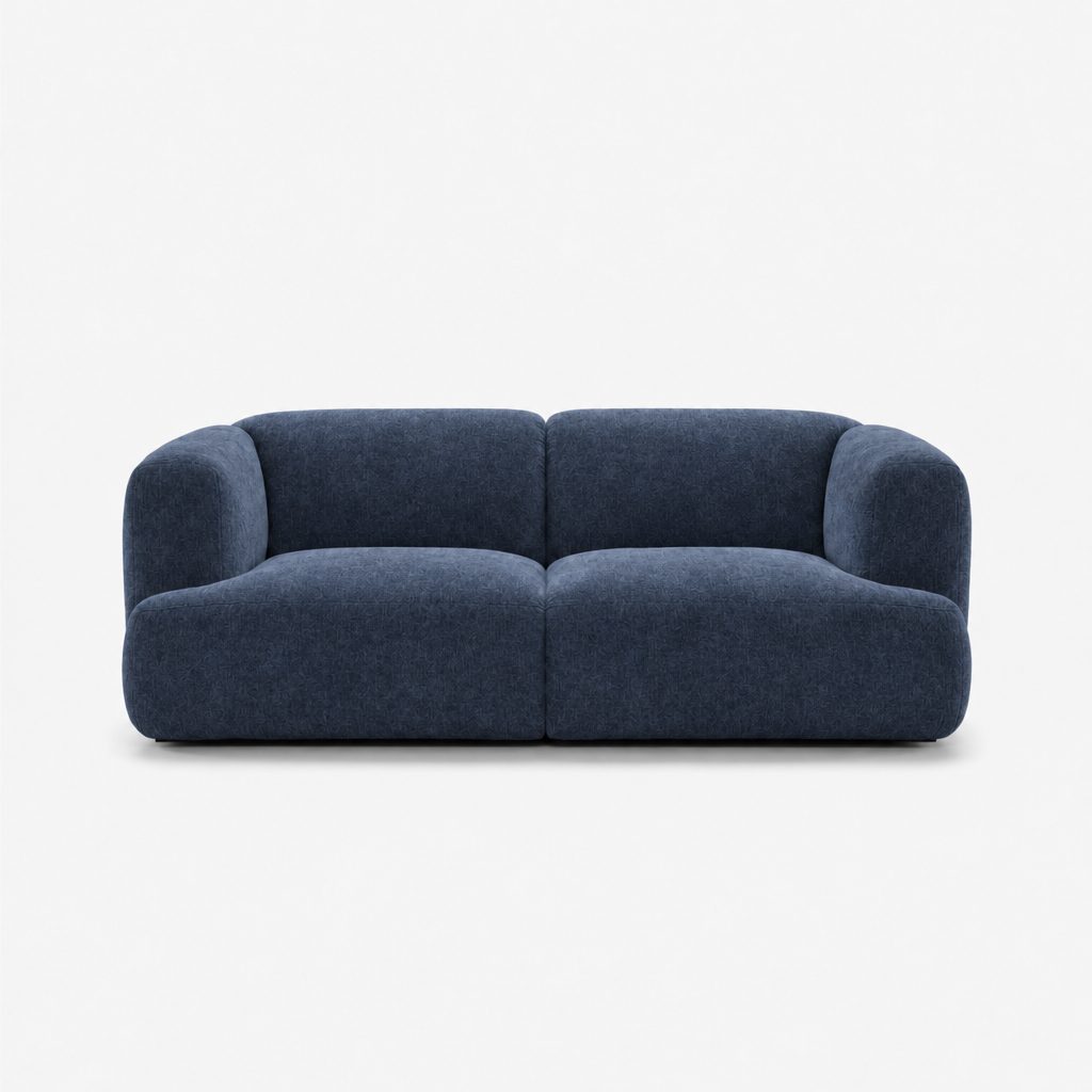 Petra 2-seater fabric sofa in Danny A Ocean Blue 6EQ6, navy blue chenille