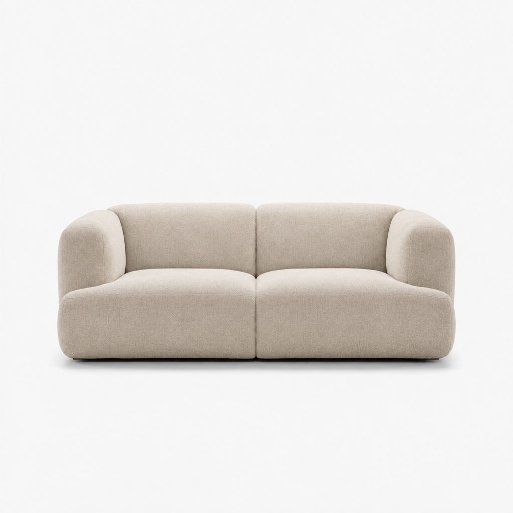 Petra 2-seater fabric sofa in Danny A Shell 6EQ2, off-white chenille