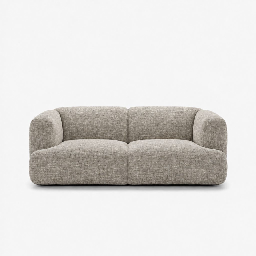 Petra 2-seater fabric sofa in Field Herb 8213, sage grey linen