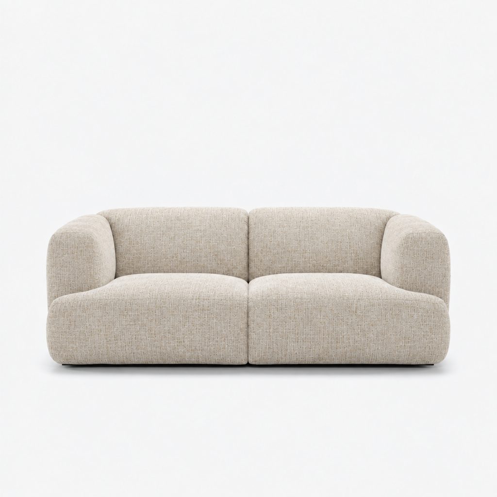 Petra 2-seater fabric sofa in Field Natural 8214, off-white linen