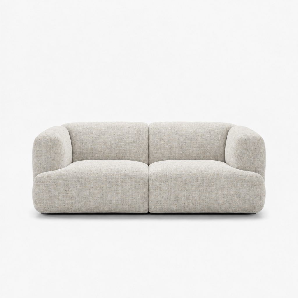 Petra 2-seater fabric sofa in Field Shell 8211, off-white linen