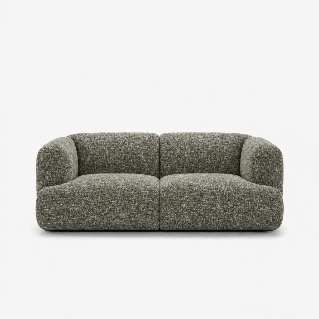 Petra 2-seater fabric sofa in Field Turtle 821A, moss green linen