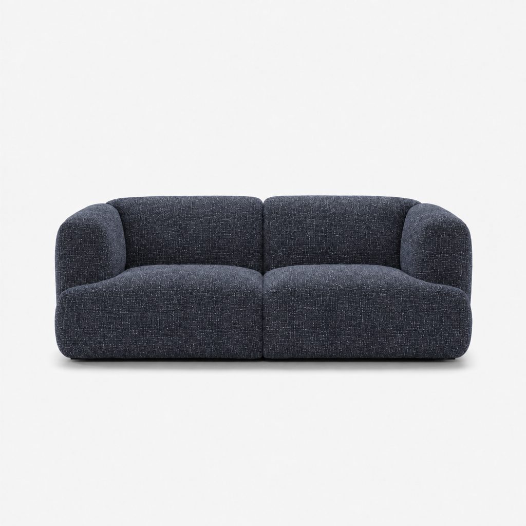 Petra 2-seater fabric sofa in Fig Indigo 82W5, navy blue chenille