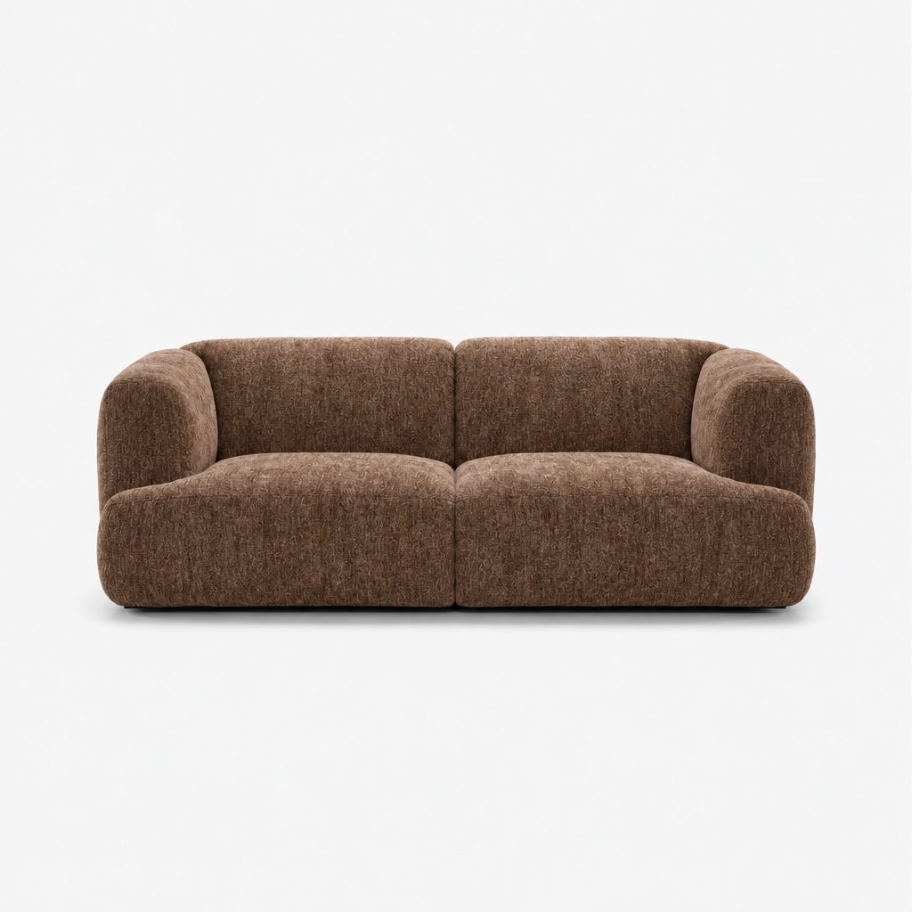 Petra 2-seater fabric sofa in Petra Hazelnut 8062, hazelnut brown chenille