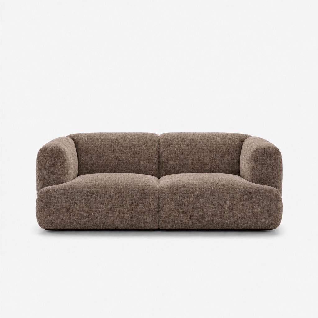 Petra 2-seater fabric sofa in Joyce Taupe 8071, taupe brown chenille