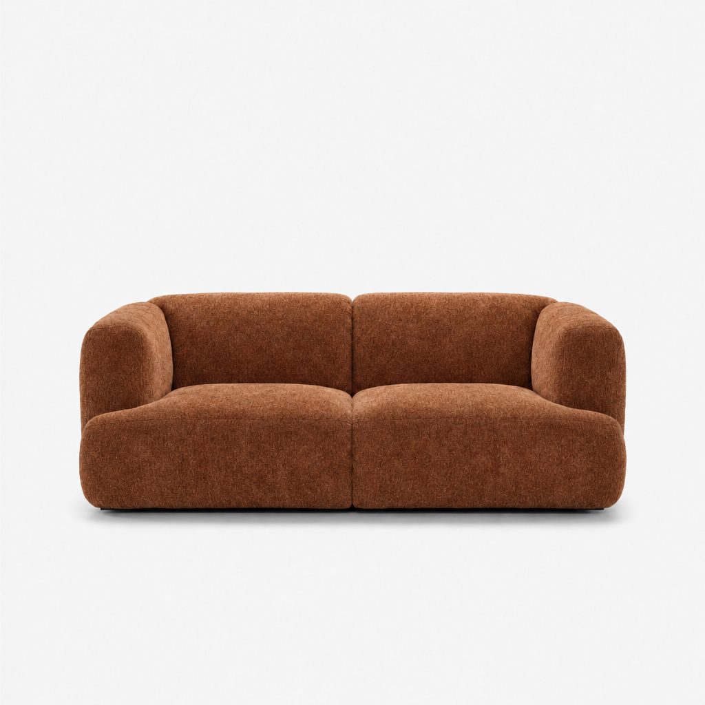Petra 2-seater fabric sofa in Judy Amber 7A77, burnt orange chenille
