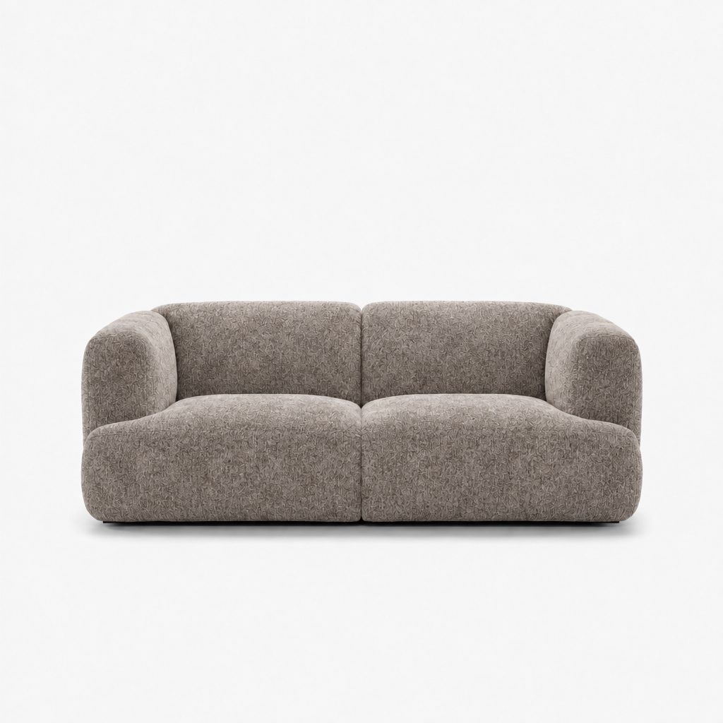 Petra 2-seater fabric sofa in Judy Nickle 7A7D, grey chenille