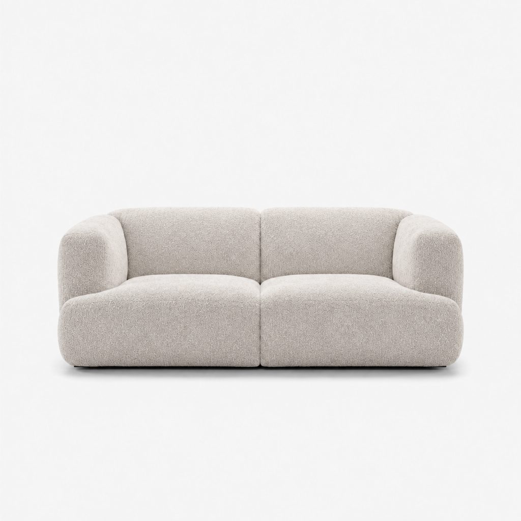 Petra 2-seater fabric sofa in Judy Pearl 7A71, off-white chenille