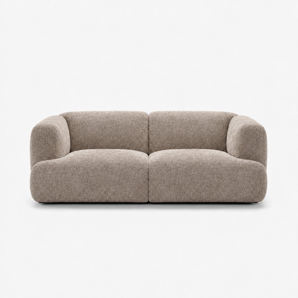 Petra 2-seater fabric sofa in Judy Sand 7A74, sand beige chenille