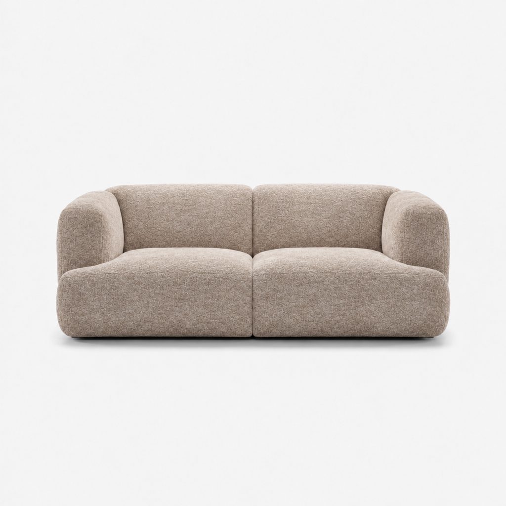 Petra 2-seater fabric sofa in Judy Shell 7A73, light beige chenille