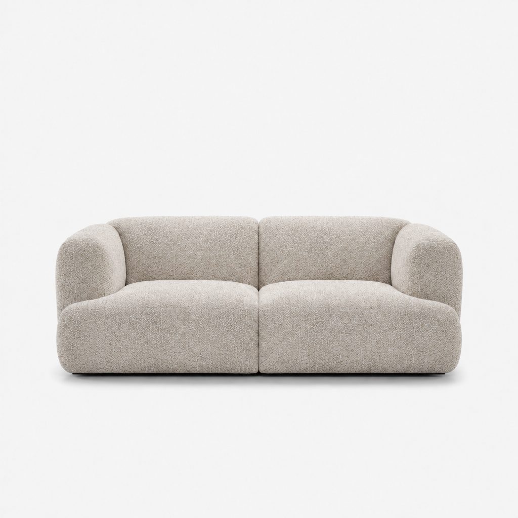 Petra 2-seater fabric sofa in Leigh Natural 81K1, off-white boucle
