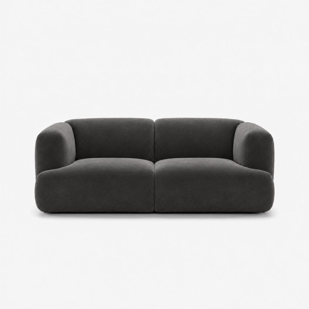 Petra 2-seater fabric sofa in Meg Charcoal 6D6D, charcoal grey velvet