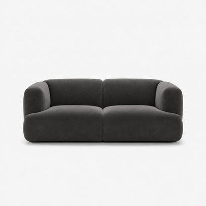 Petra 2-seater fabric sofa in Meg Charcoal 6D6D, charcoal grey velvet