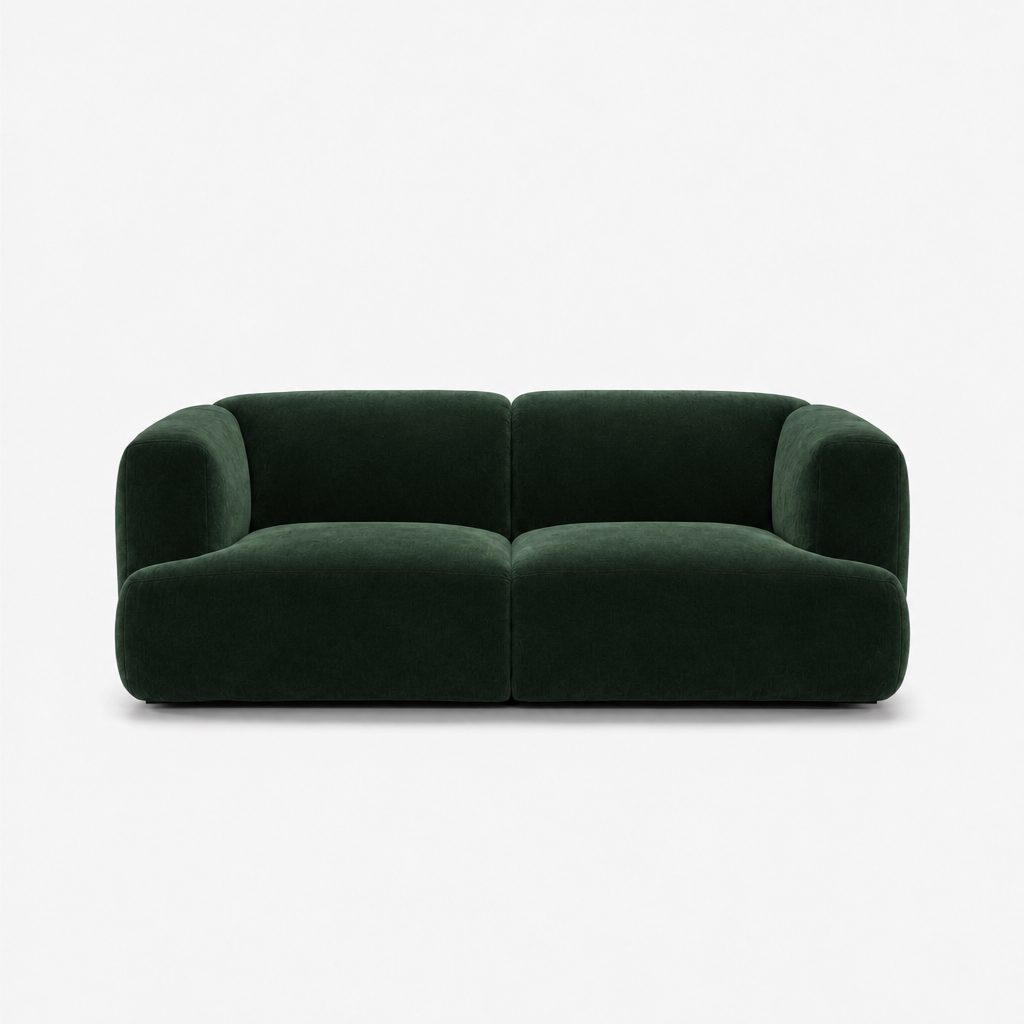 Petra 2-seater fabric sofa in Meg Forest Green 6D6W, forest green velvet