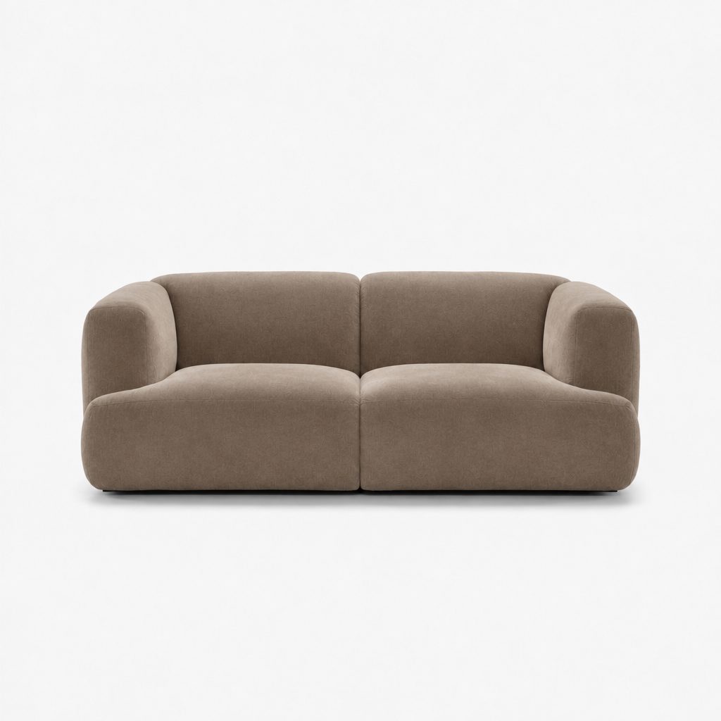 Petra 2-seater fabric sofa in Meg Khaki 6D62, khaki brown velvet
