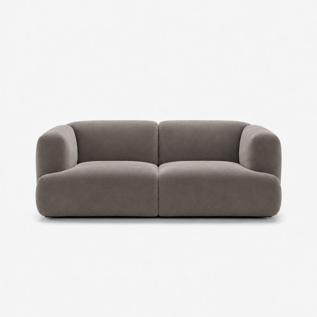 Petra 2-seater fabric sofa in Meg Mist Grey 6D69, mist grey velvet