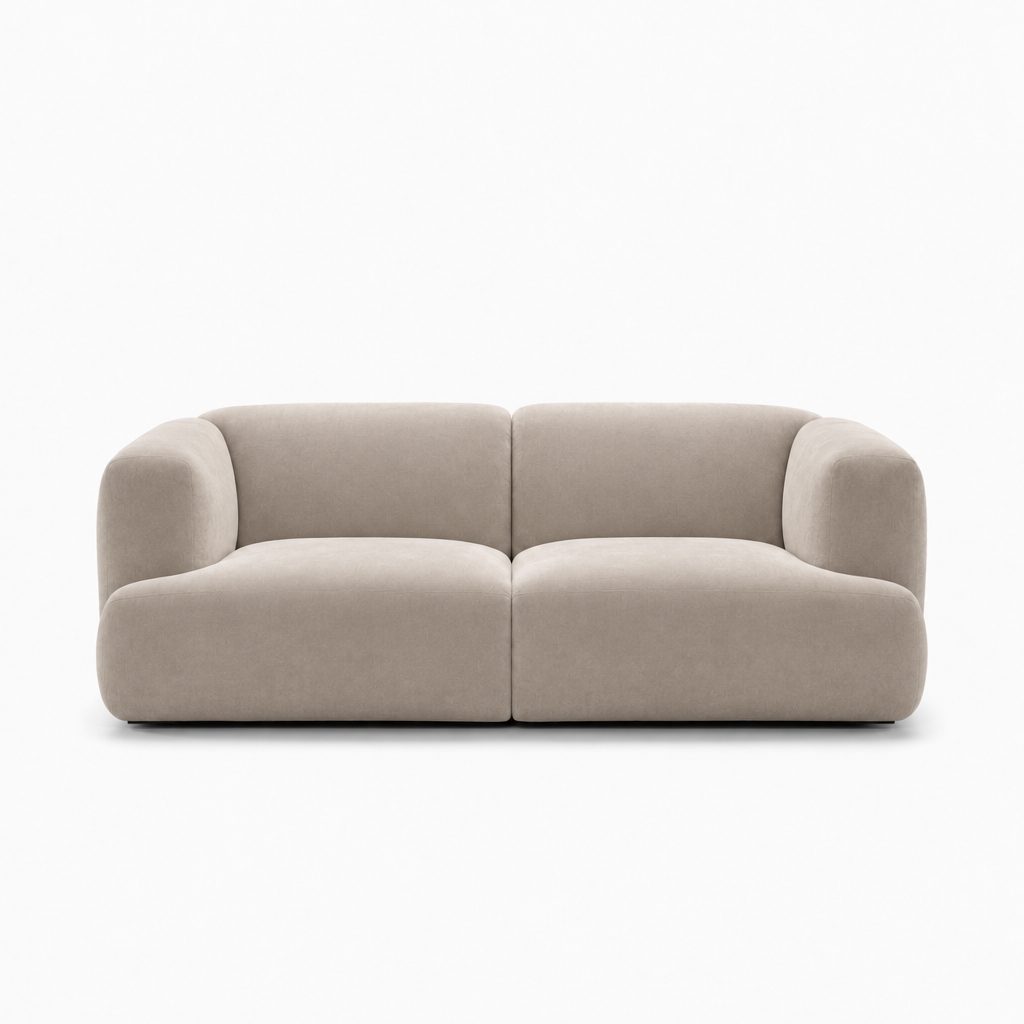 Petra 2-seater fabric sofa in Meg Shell 6D67, ivory velvet