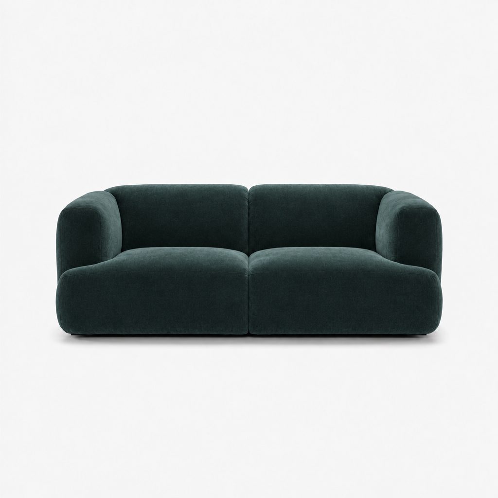 Petra 2-seater fabric sofa in Meg Teal 6D6C, dark teal velvet