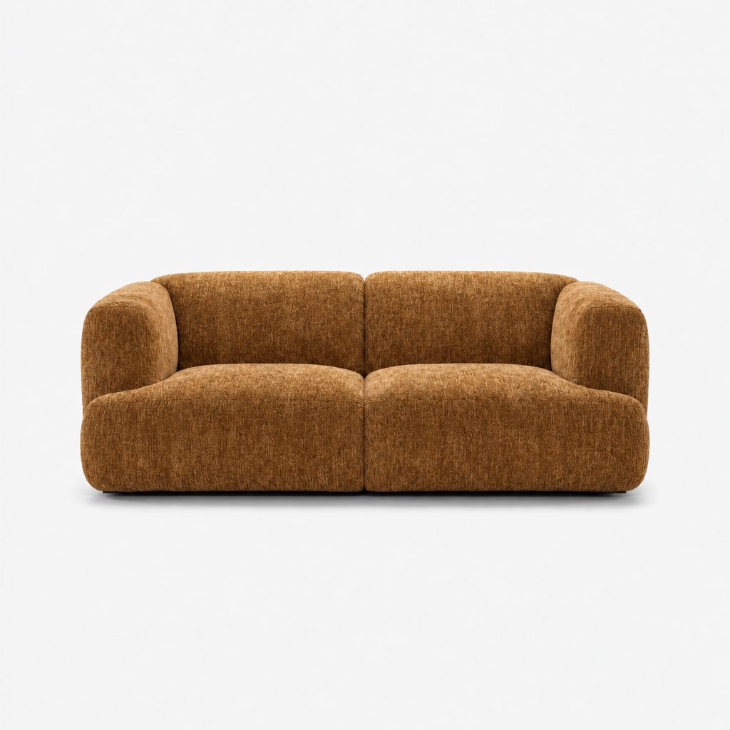 Petra 2-seater fabric sofa in Petra Mustard 8069, mustard yellow chenille