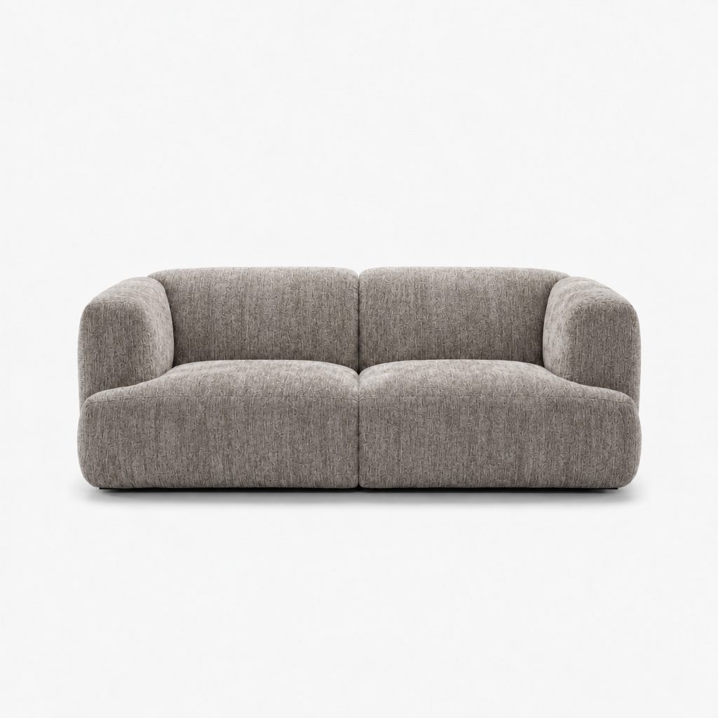 Petra 2-seater fabric sofa in Petra Nickle 8065, grey chenille