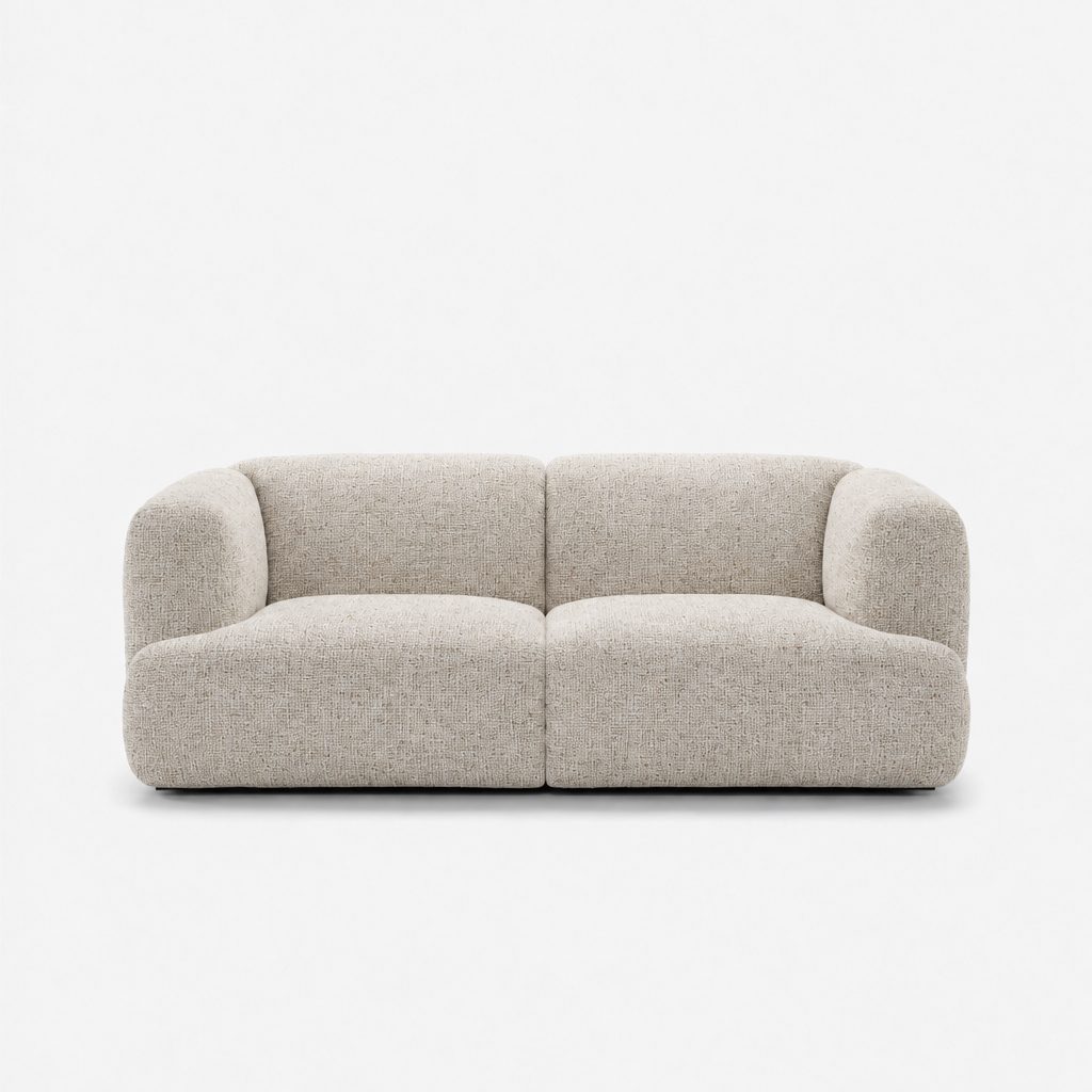 Petra 2-seater fabric sofa in Noha Natural 82Y3, natural beige linen