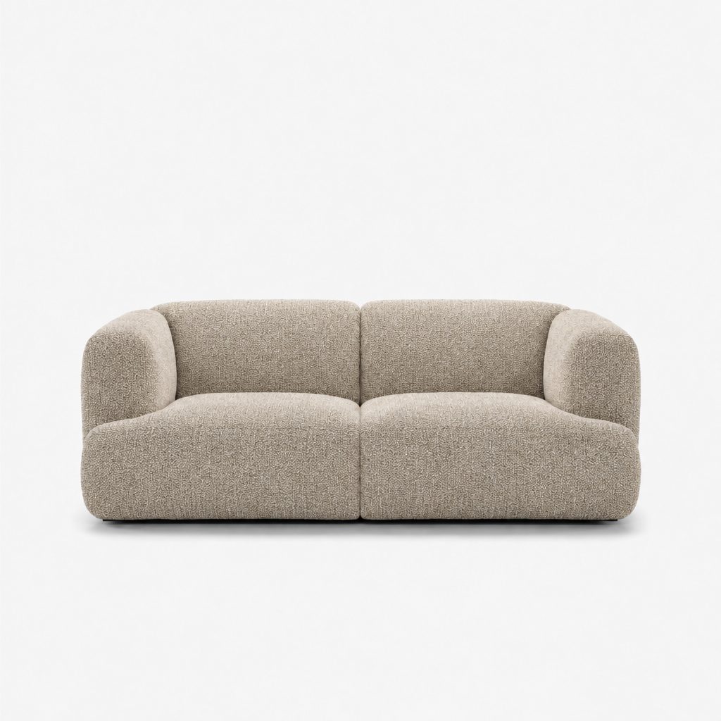 Petra 2-seater fabric sofa in Rhythm Beige 81R5, beige boucle