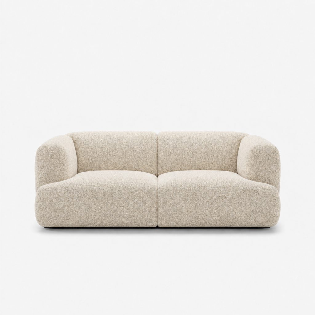 Petra 2-seater fabric sofa in Rhythm Ecru 81R1, ecru boucle