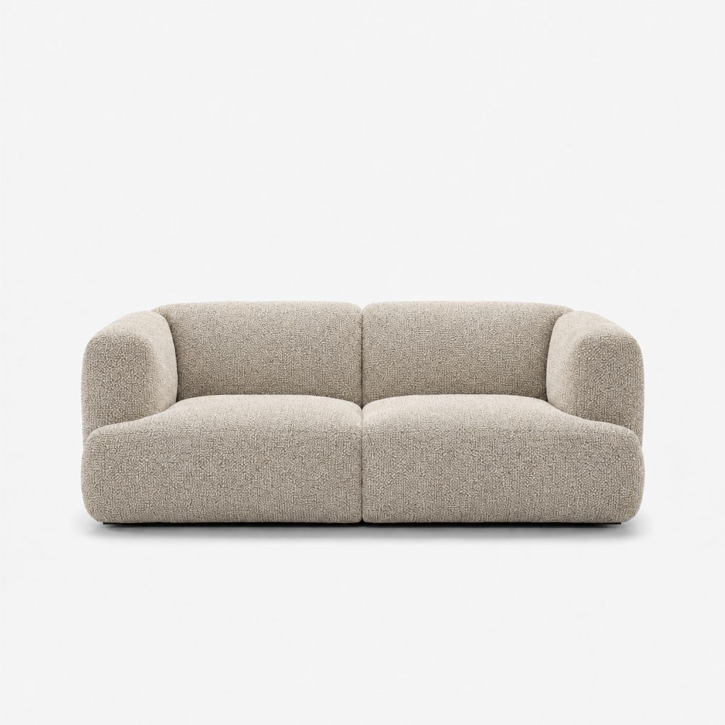 Petra 2-seater fabric sofa in Rhythm Natural 81R7, natural beige boucle