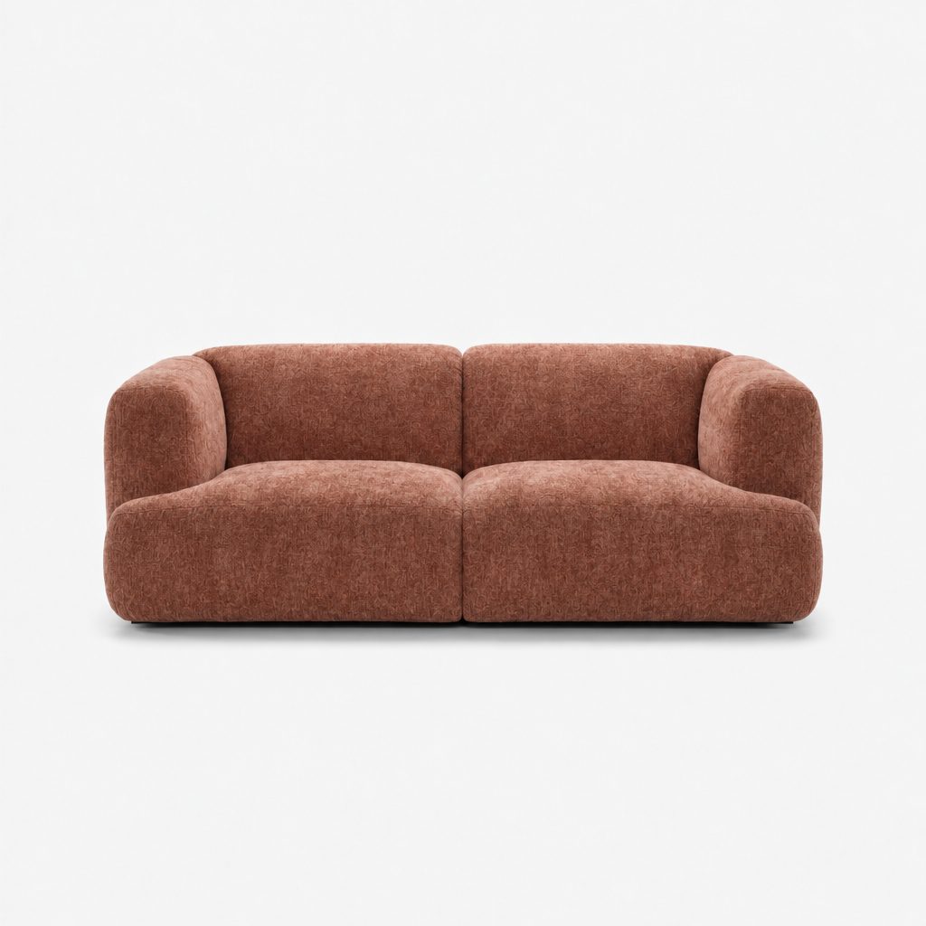 Petra 2-seater fabric sofa in Petra Rosey 8061, dusty rose pink chenille