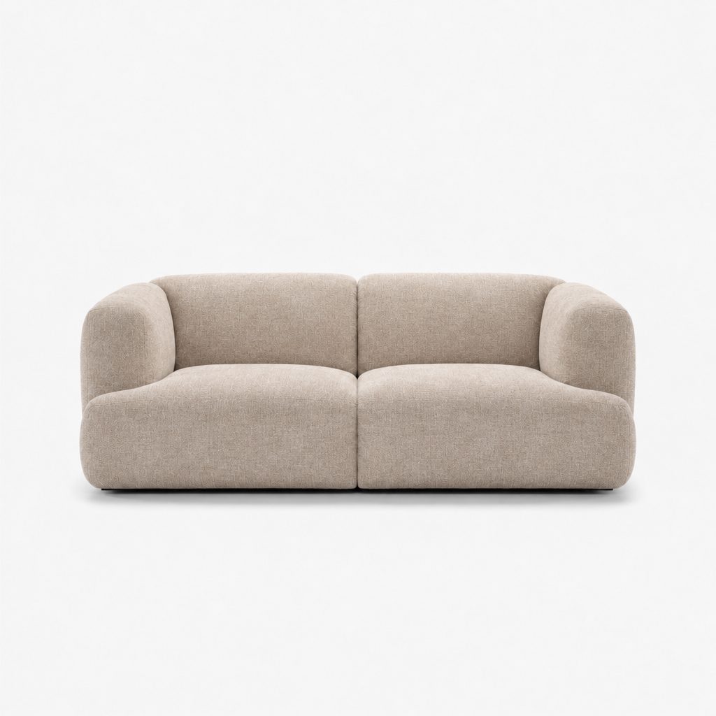Petra 2-seater fabric sofa in Top Shell 81G1, off-white chenille