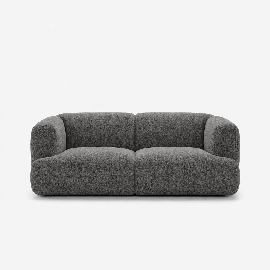 Petra 2-seater fabric sofa in Vista Charcoal 81HB, charcoal grey boucle