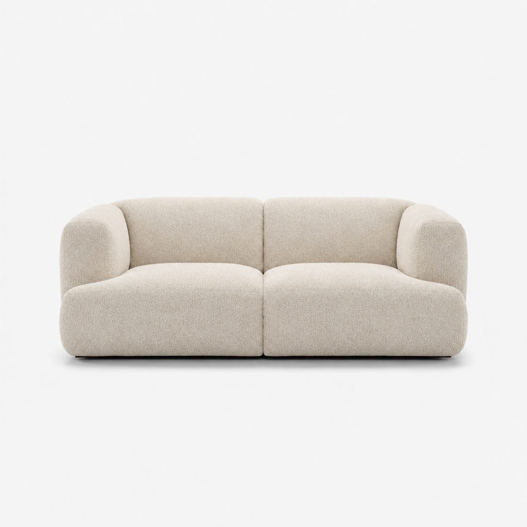 Petra 2-seater fabric sofa in Vista Cream 81H1, cream boucle