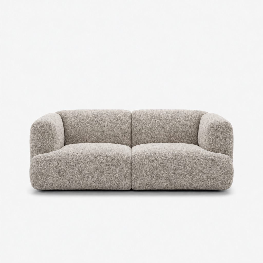 Petra 2-seater fabric sofa in Vista Oat 81H5, oatmeal boucle