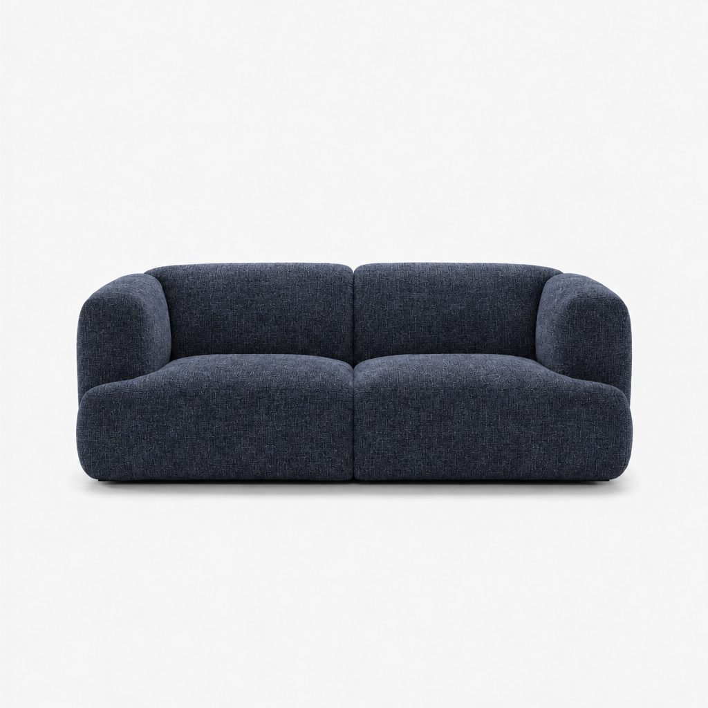Petra 2-seater fabric sofa in Wandy Indigo 8081, navy blue chenille