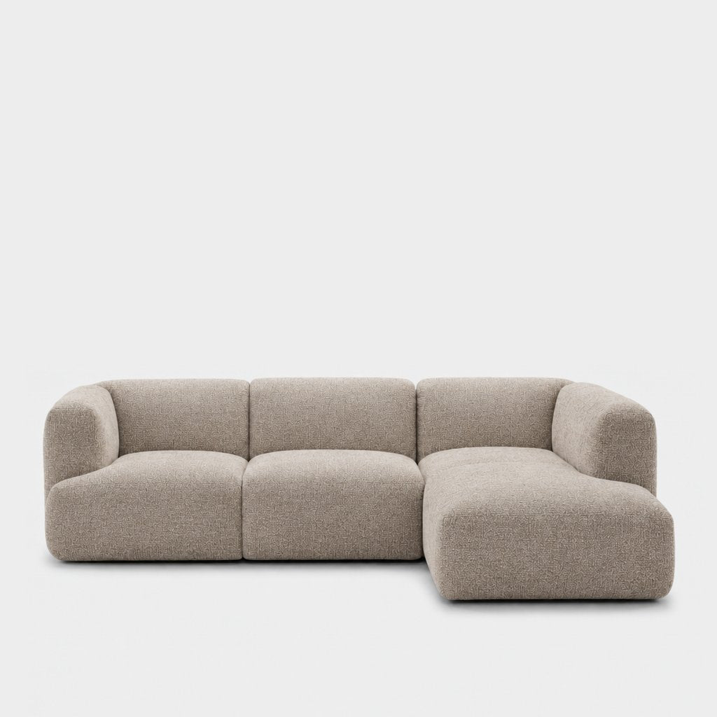 Petra 3-seater modular sofa with chaise in 2738 Beige 7F61, beige chenille