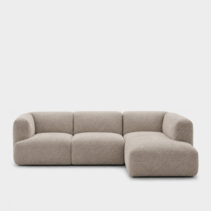 Petra 3-seater modular sofa with chaise in 2738 Beige 7F61, beige chenille