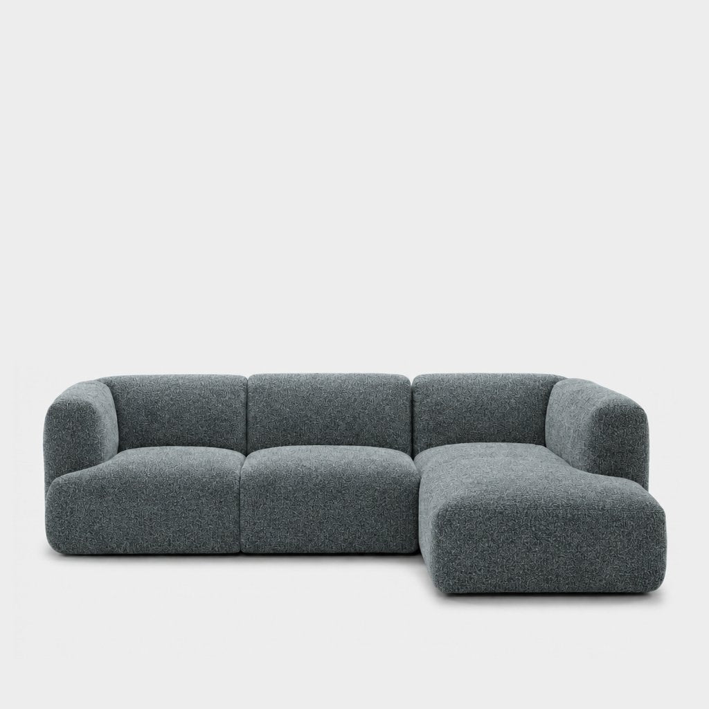 Petra 3-seater modular sofa with chaise in 2738 Sea 7F63, teal grey chenille
