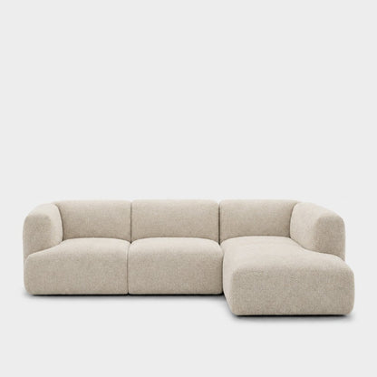Petra 3-seater modular sofa with chaise in Amisha Shell 6JS4, light beige boucle