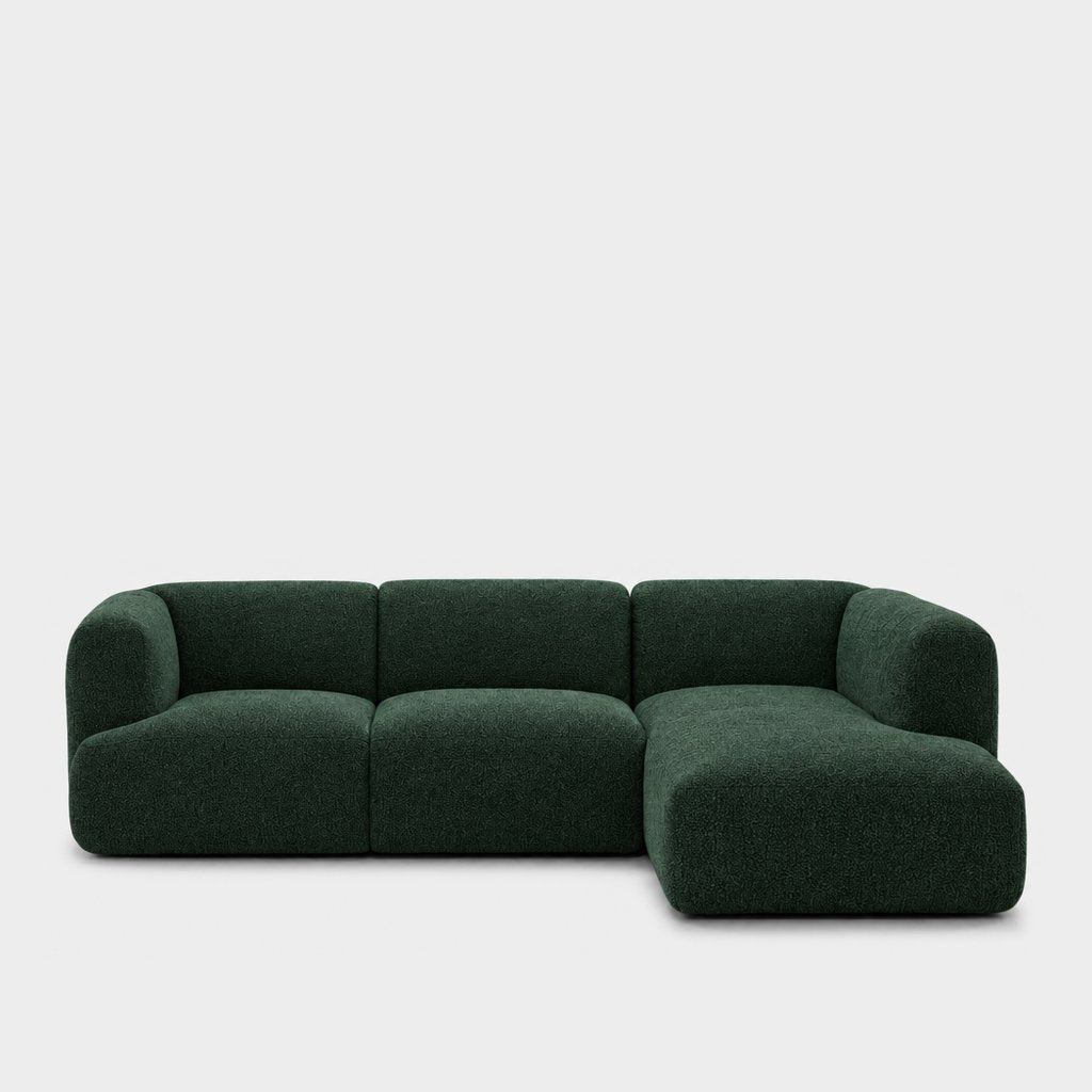 Petra 3-seater modular sofa with chaise in Antwerp Forest Green 80C8, forest green boucle