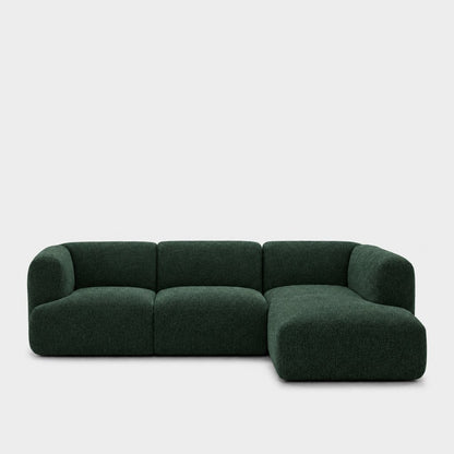 Petra 3-seater modular sofa with chaise in Antwerp Forest Green 80C8, forest green boucle