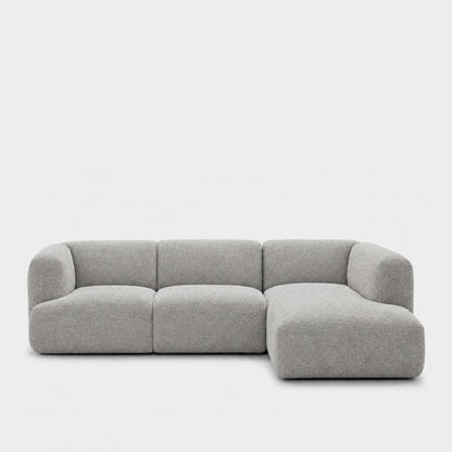 Petra 3-seater modular sofa with chaise in Antwerp Silver 80CB, light grey boucle