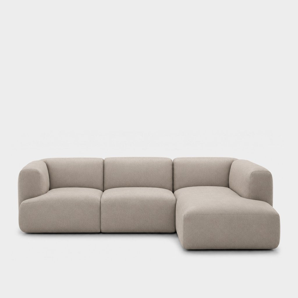 Petra 3-seater modular sofa with chaise in Blake Beige 7211, beige PU vegan leather