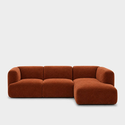 Petra 3-seater modular sofa with chaise in Danny A Caramel 6EQK, burnt orange chenille