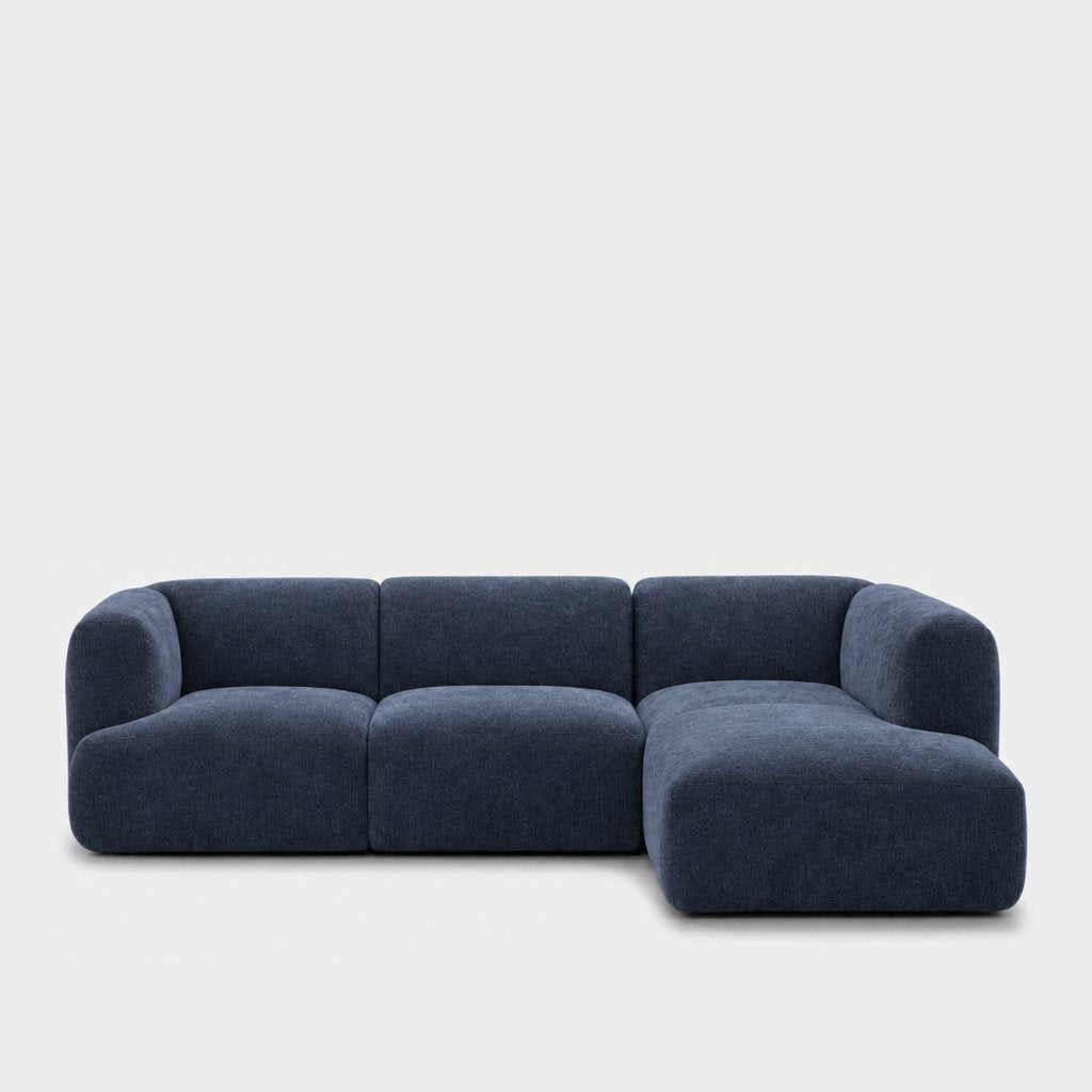 Petra 3-seater modular sofa with chaise in Danny A Ocean Blue 6EQ6, navy blue chenille