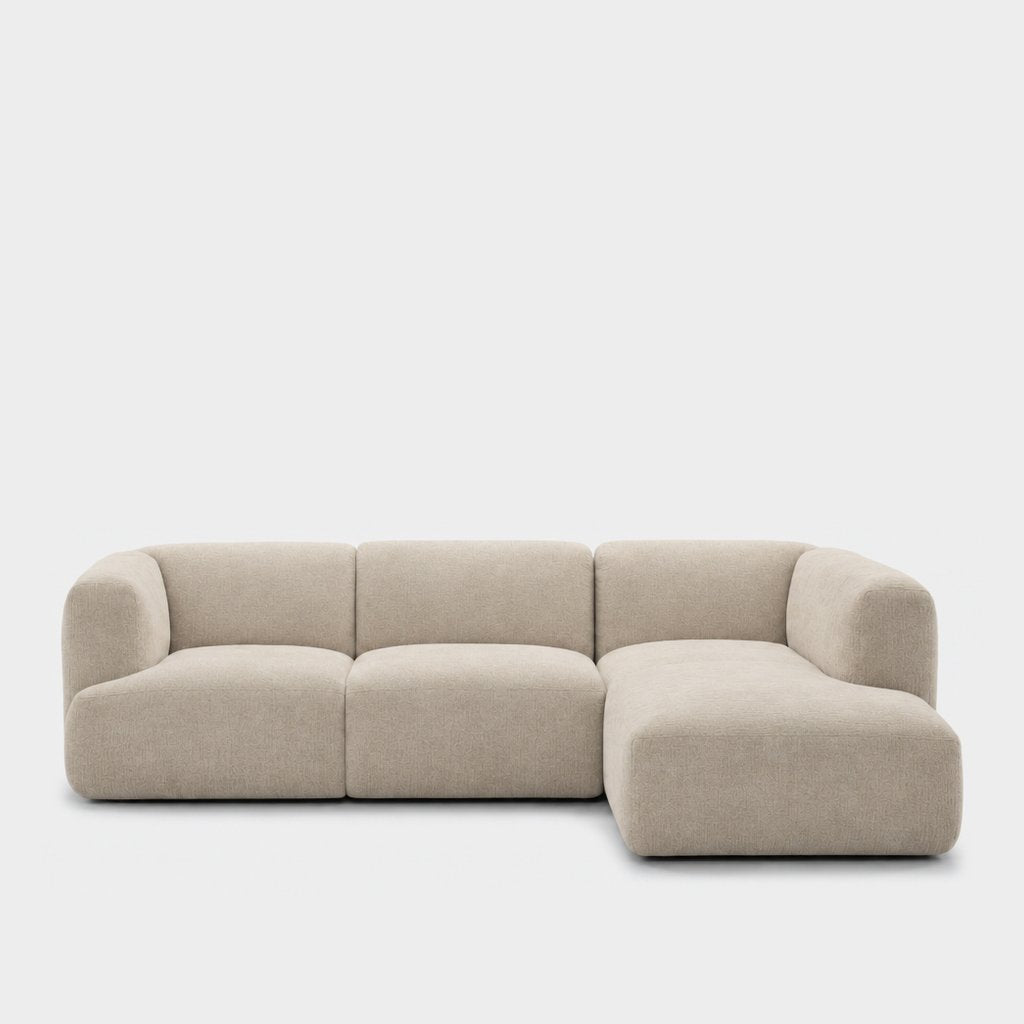 Petra 3-seater modular sofa with chaise in Danny A Shell 6EQ2, off-white chenille