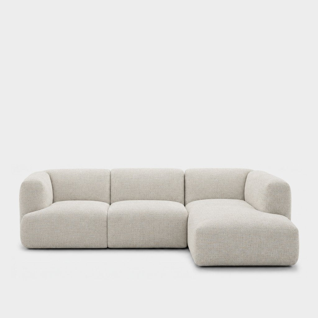 Petra 3-seater modular sofa with chaise in Field Shell 8211, off-white linen