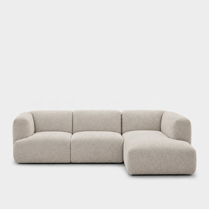 Petra 3-seater modular sofa with chaise in Fig Sandshell 82W3, off-white chenille