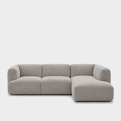 Petra 3-seater modular sofa with chaise in Fig Silver 82W2, silver grey chenille